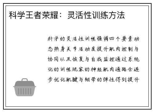 科学王者荣耀：灵活性训练方法